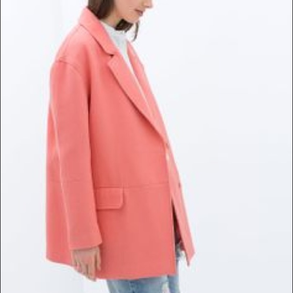 Zara TRF coral pink coat